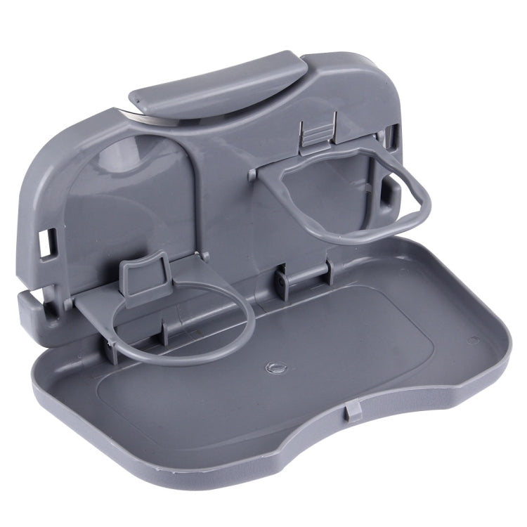 Folding Car Auto Back Seat Table Drink Food Cup Tray Holder Stand Desk, Gray, Beige