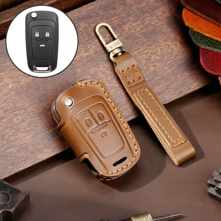 For Chevrolet Folding Hallmo Car Cowhide Leather Key Protective Cover Key Case, C115