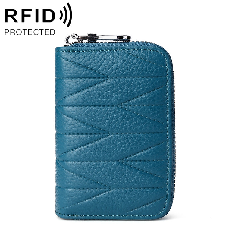 KB191 Zipper Cowhide Leather Organ Shape Multiple Card Slots Anti-magnetic RFID Wallet Clutch Bag for Ladies, KB191 Pink, KB191 Light Purple, KB191 Wine Red, KB191 Brown, KB191 Aqua Blue, KB191 Black, KB191 Dark Blue