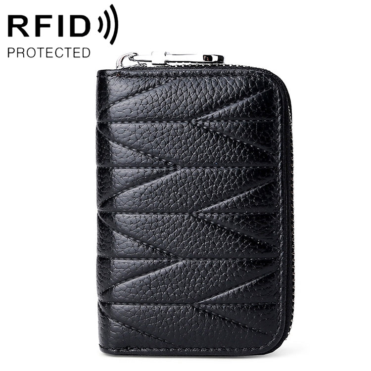 KB191 Zipper Cowhide Leather Organ Shape Multiple Card Slots Anti-magnetic RFID Wallet Clutch Bag for Ladies, KB191 Pink, KB191 Light Purple, KB191 Wine Red, KB191 Brown, KB191 Aqua Blue, KB191 Black, KB191 Dark Blue