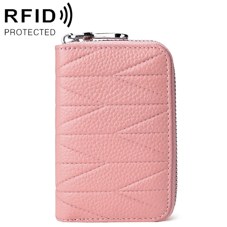 KB191 Zipper Cowhide Leather Organ Shape Multiple Card Slots Anti-magnetic RFID Wallet Clutch Bag for Ladies, KB191 Pink, KB191 Light Purple, KB191 Wine Red, KB191 Brown, KB191 Aqua Blue, KB191 Black, KB191 Dark Blue