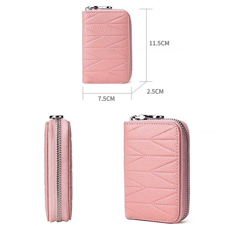 KB191 Zipper Cowhide Leather Organ Shape Multiple Card Slots Anti-magnetic RFID Wallet Clutch Bag for Ladies, KB191 Pink, KB191 Light Purple, KB191 Wine Red, KB191 Brown, KB191 Aqua Blue, KB191 Black, KB191 Dark Blue