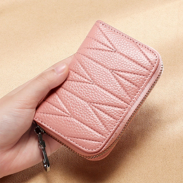 KB191 Zipper Cowhide Leather Organ Shape Multiple Card Slots Anti-magnetic RFID Wallet Clutch Bag for Ladies, KB191 Pink, KB191 Light Purple, KB191 Wine Red, KB191 Brown, KB191 Aqua Blue, KB191 Black, KB191 Dark Blue