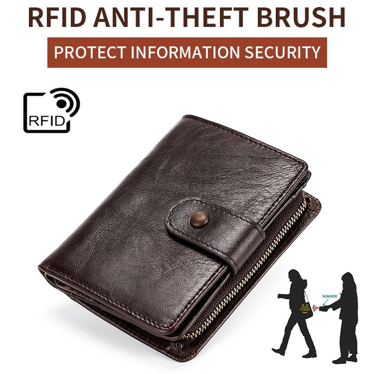 TP-201 Crazy Horse Leather Multi-functional Lather RFID Clasp Retro Wallet, TP-201