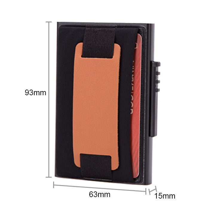 X-32C Automatically Pop-up Card Type Anti-magnetic RFID Anti-theft Men Aluminum Alloy A Dial Button Elastic Bag Wallet with PU Leather Strap, X-32C A Dial Button  Silver, X-32C A Dial Button Black