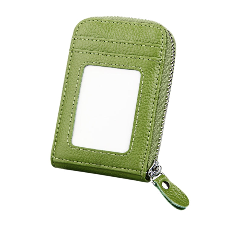 Genuine Cowhide Leather Solid Color Zipper Vertical Card Holder Wallet RFID Blocking Card Bag Protect Case with 12 Card Slots, Size: 11.5*7.5cm