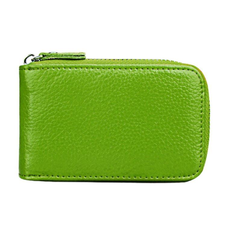Genuine Cowhide Leather Solid Color Zipper Vertical Card Holder Wallet RFID Blocking Card Bag Protect Case with 12 Card Slots, Size: 11.5*7.5cm