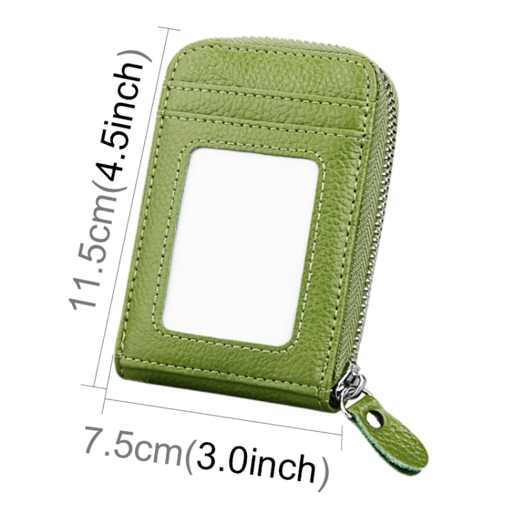 Genuine Cowhide Leather Solid Color Zipper Vertical Card Holder Wallet RFID Blocking Card Bag Protect Case with 12 Card Slots, Size: 11.5*7.5cm