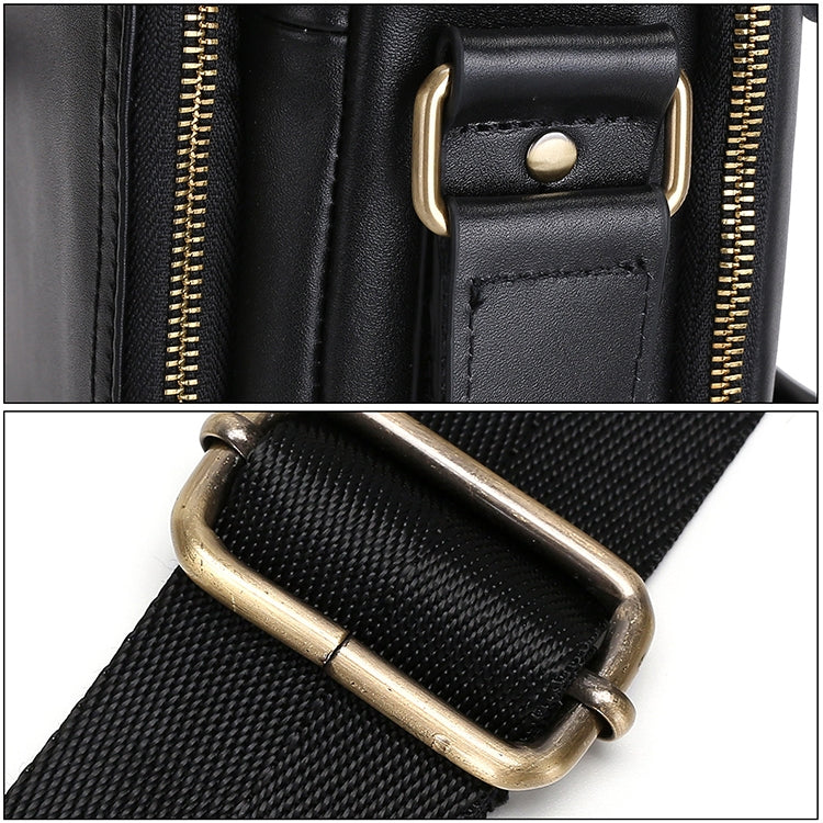 6028 Multifunctional Fashion Top-grain Leather Messenger Bag Casual Men Shoulder Bag