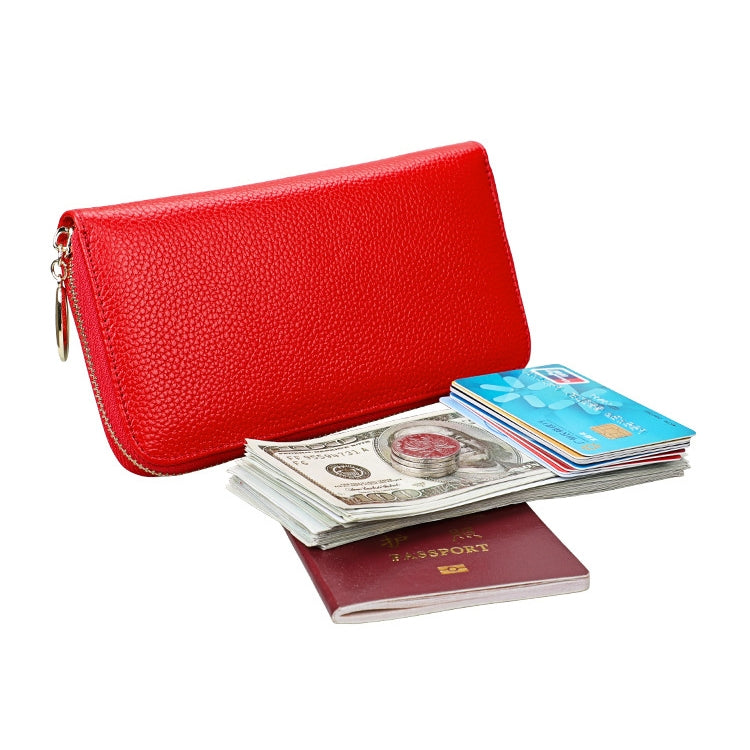 906 Antimagnetic RFID Litchi Texture Women Large Capacity Hand Wallet Purse Phone Bag with Card Slots