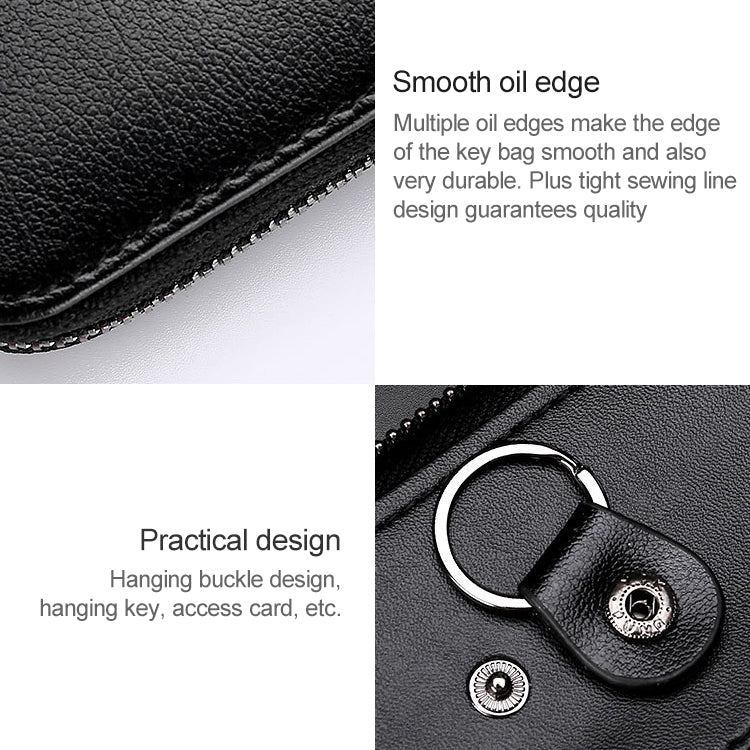 9105 Waist Hanging Large-capacity Zipper Leather Keys Holder Bag Multi-function Wallet