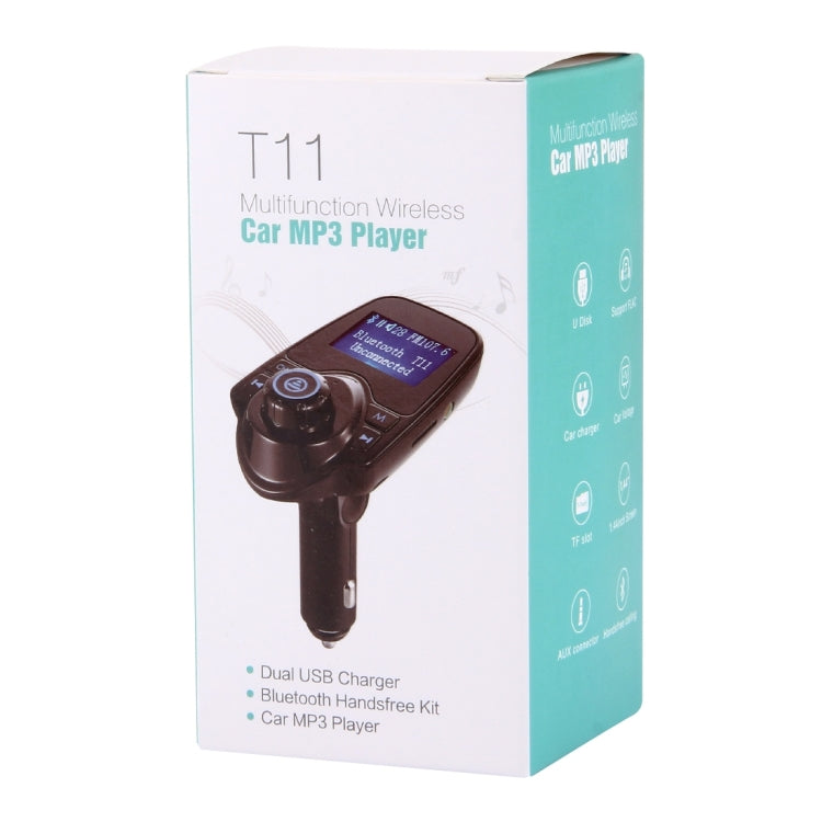 T11 Bluetooth FM Transmitter Car MP3 Player with LED Display, Support Double USB Charge & Handsfree & TF Card & U Disk Music Play Function, T11
