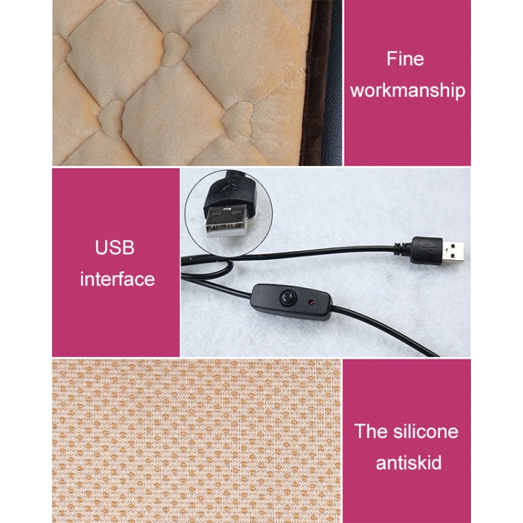 Car USB Seat Heater Cushion Warmer Cover Winter Heated Warm Mat, Style: Square, Square (Black), Square (Coffee), Square (Beige), Square (Red)