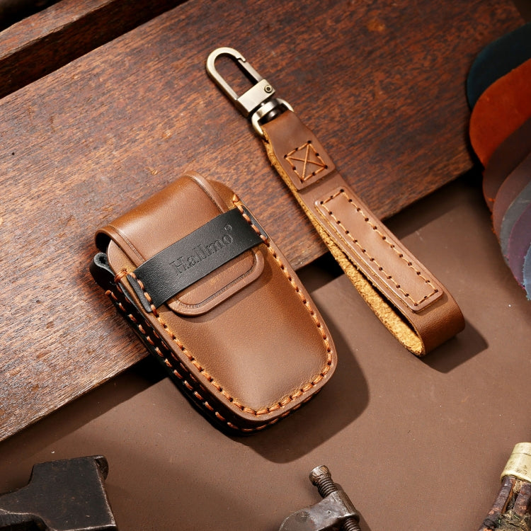 Hallmo Car Cowhide Leather Key Protective Cover Key Case for Toyota Corolla 2017 3-button, For Toyota Corolla 2017 3-button