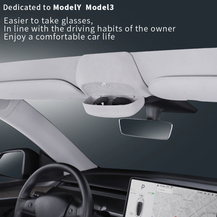 Car Suede Wrap Version Sunglasses Storage Box for Tesla Model Y 2019-2023, Suede Wrap Version for Tesla Model Y