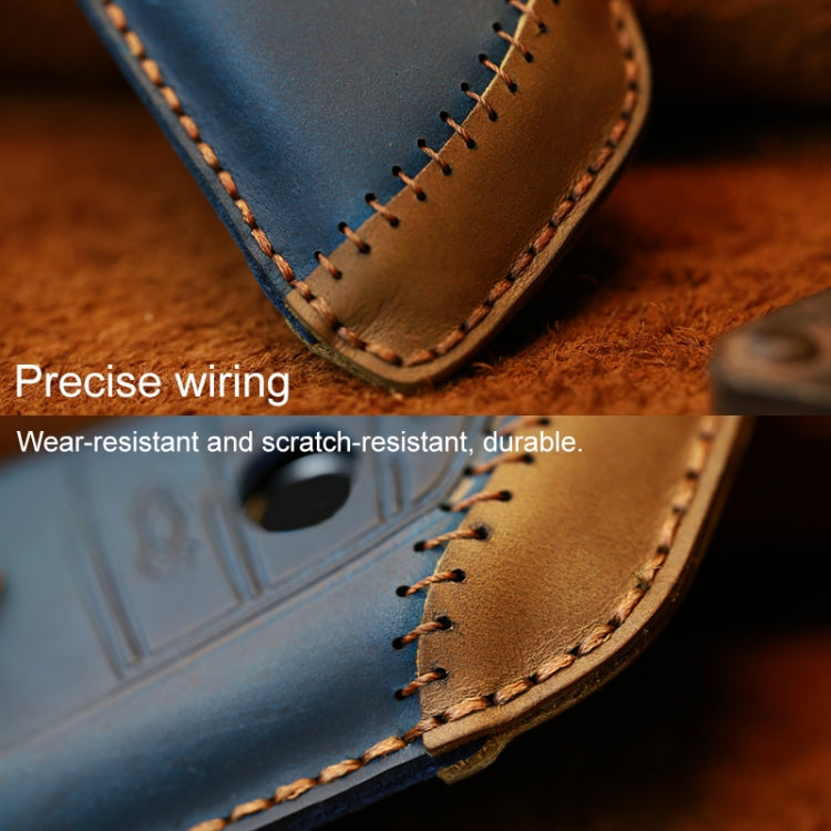 For BMW Blade Style Car Cowhide Leather Key Protective Cover Key Case, Two Keys Version, For BMW, Two Keys Version