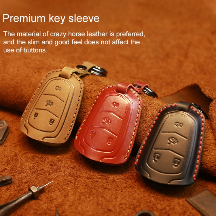 For Cadillac Car Cowhide Leather Key Protective Cover Key Case, Four Keys Version, For Cadillac, Four Keys Version
