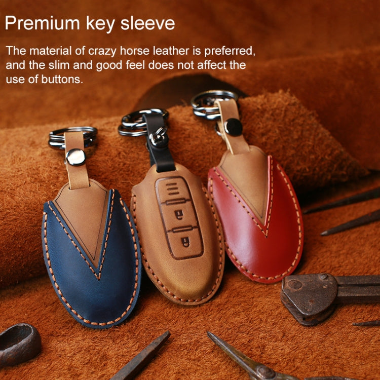 For Nissan Car Cowhide Leather Key Protective Cover Key Case, Three Keys Horn Version, For Nissan, Three Keys Horn Version, For Nissan