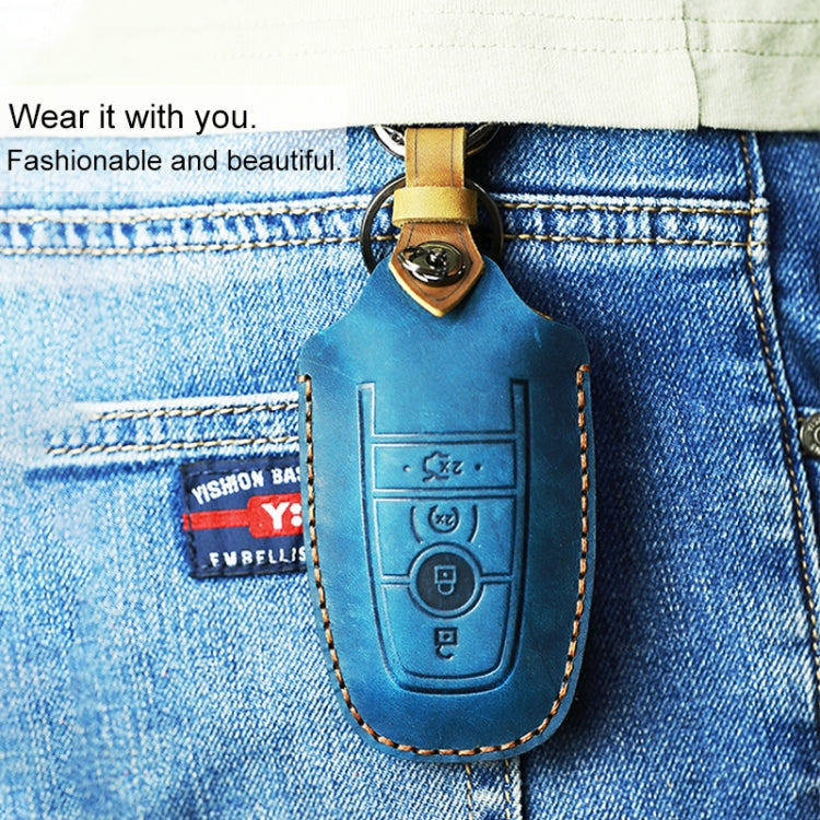 For Ford Car Cowhide Leather Key Protective Cover Key Case, Four Keys Version, For Ford, Four Keys Version