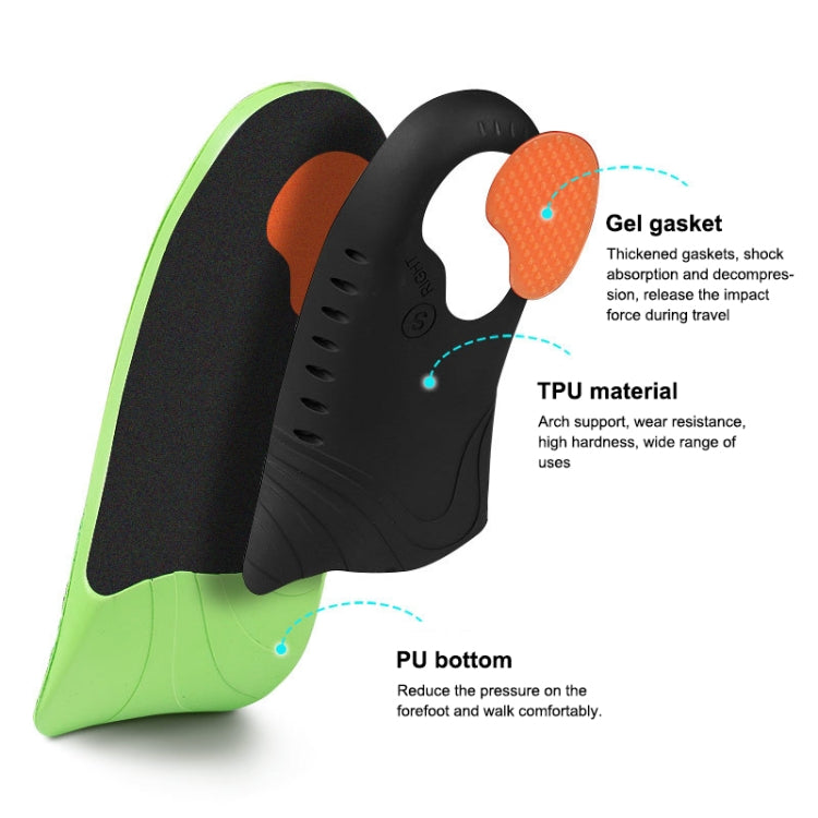 1 Pair 068 Sports Shockproof Massage Arch Of Foot Flatfoot Support Insole Shoe-pad, 068 M(Green Orange)