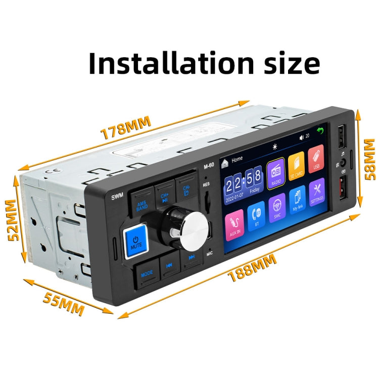 4.0 inch Touch Screen Car Radio Receiver Bluetooth MP5 Player with Remote Control, FM60