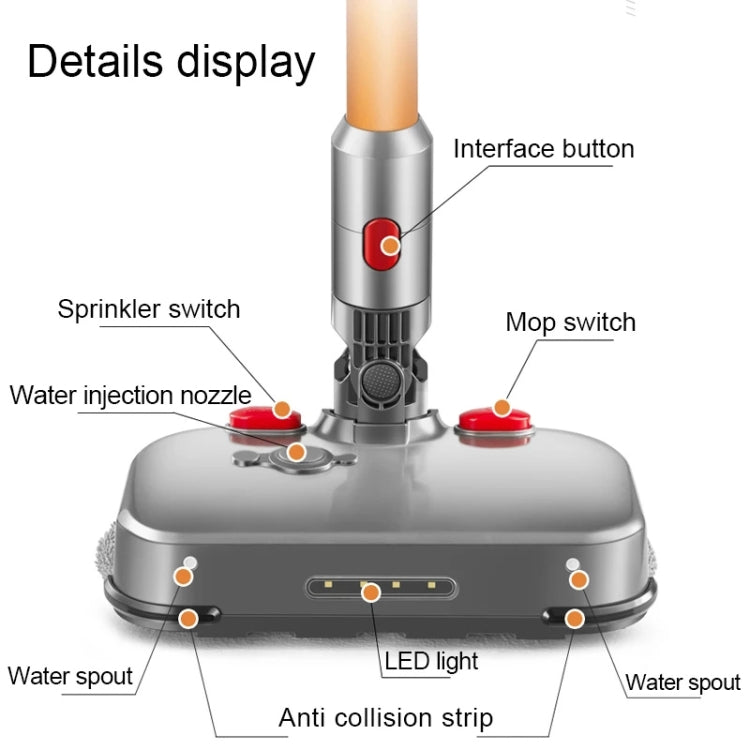 D2 Electric Wet and Dry Mopping Head with Water Tank, For Dyson V6, For Dyson V7 / V8 / V10 / V11