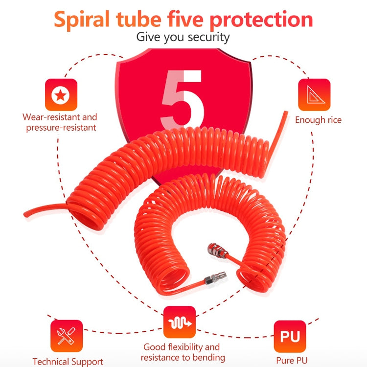 LAIZE Compressor Air Flexible PU Spring Tube with Connector, 8x5mm, 3m, with Connector, 8x5mm, 6m, with Connector, 8x5mm, 9m, with Connector, 8x5mm, 12m, with Connector, 8x5mm, 15m, with Connector, 10x6.5mm, 6m, with Connector                          ...