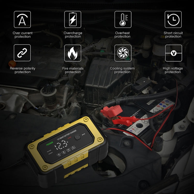FOXSUR FBC1206E 6A 12V Car / Motorcycle Smart Battery Charger, AU Plug, US Plug, EU Plug, UK Plug