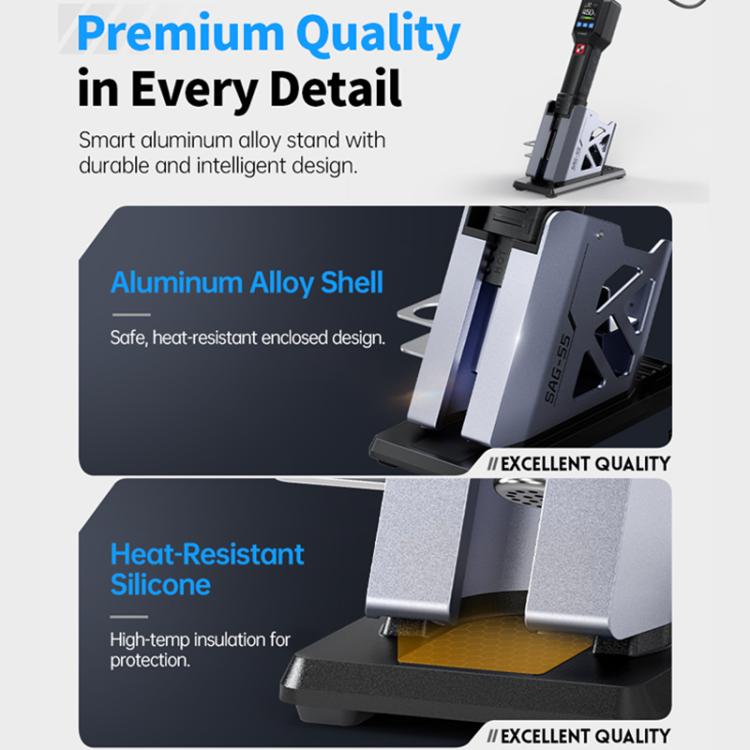 FNIRSI SAG-55 550W High Temperature Portable Micro Hot Air Gun, Standard Ordinary Base, High-match Metal Base