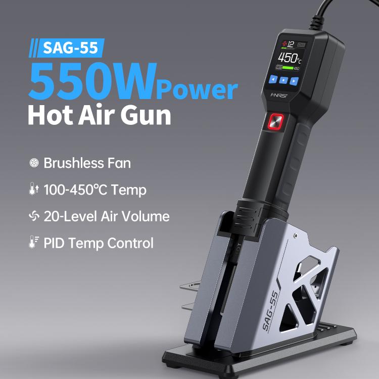 FNIRSI SAG-55 550W High Temperature Portable Micro Hot Air Gun, Standard Ordinary Base, High-match Metal Base