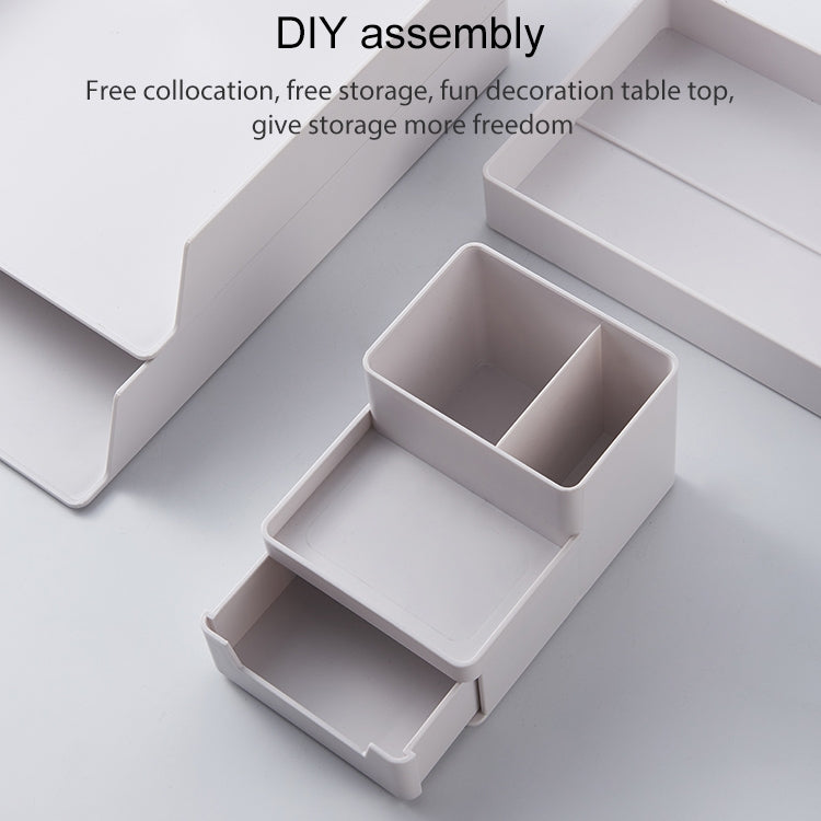 Desk-top Removable Pen Holder Stationery Box Assembly File Storage Box, 0115-2 (Blue Green), 0115-2 (Grey White)
