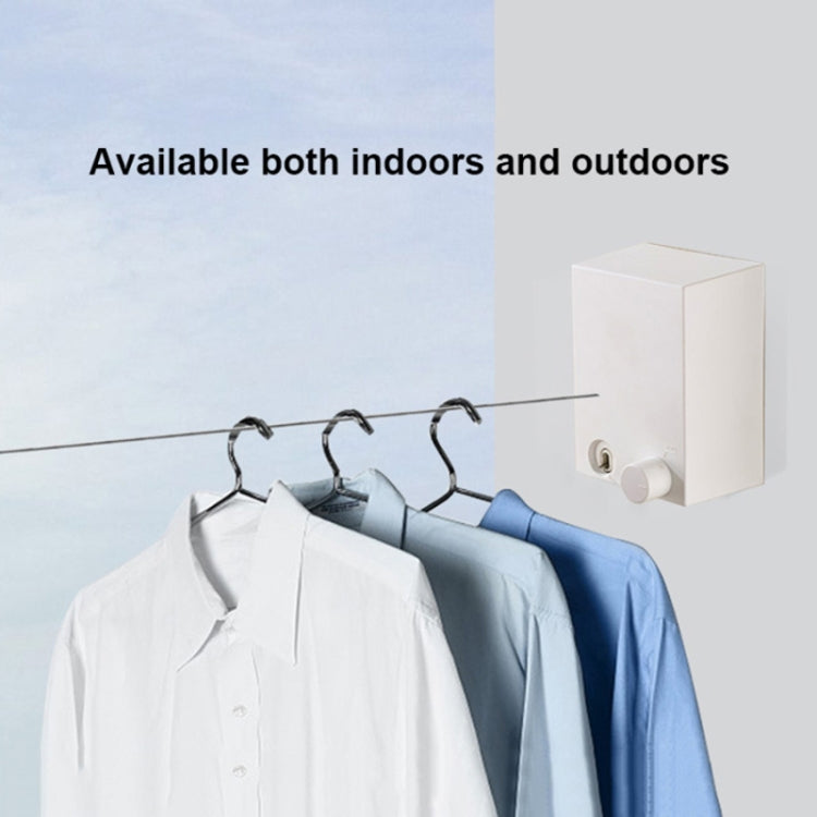 Retractable Indoor And Outdoor Clothes Wall Hanger Magic Drying Rack Balcony Bathroom Invisible Clothesline Wire Rope, White, Silver
