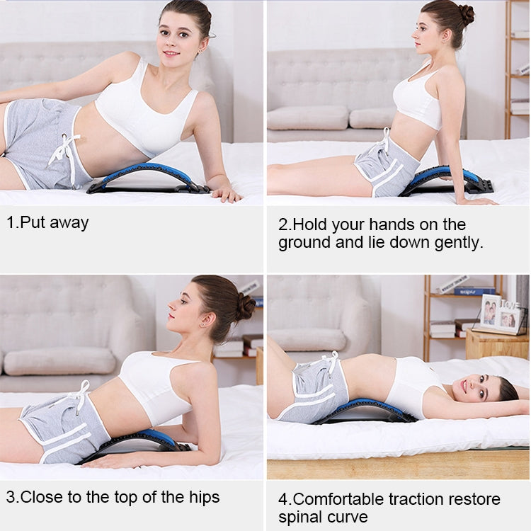 Lumbar Traction Stretching Device Posture Corrector Waist Support Spine Pain Relief Back Massage Stretcher, Red White, White Green, White Blue, White Purple, Black Green, Black Blue, Black Purple, Black Red