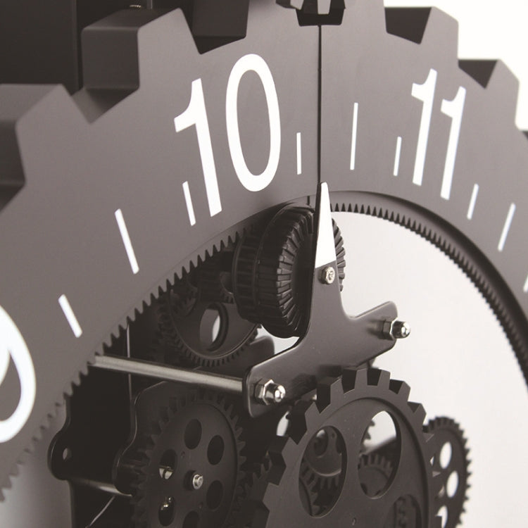 Home Simple European Style Triangular Mechanical Gears Wall Clock, Black, Silver