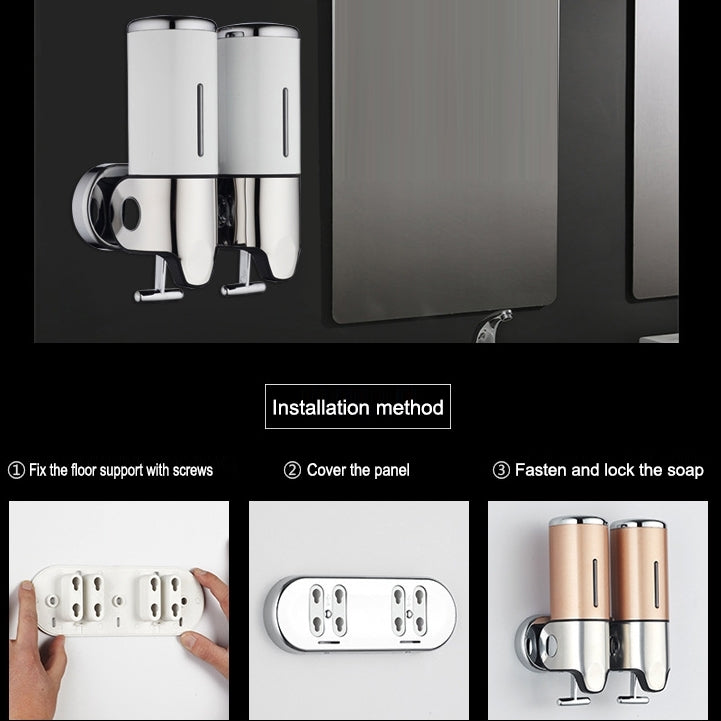 Dual Hotel Shower Manual Dispenser Wall Mounted Washing Liquid Shampoo Soap Bottle, Capacity: 1000ml, 1000ml/Dark Red, 1000ml/Silver, 1000ml/Black, 1000ml/Gold, 1000ml/Transparent, 1000ml/White