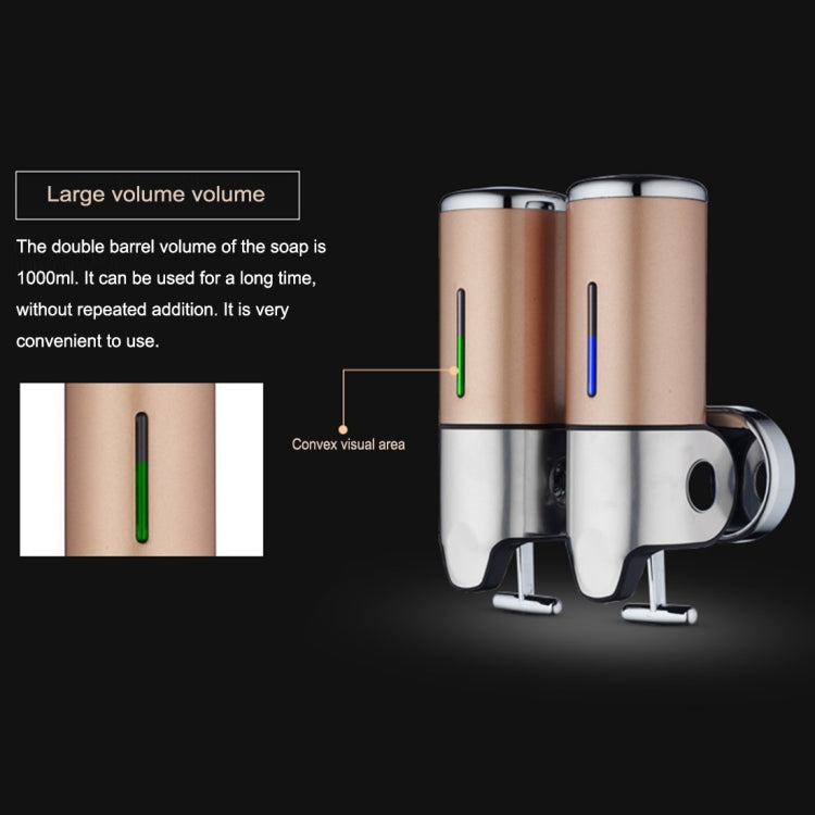 Dual Hotel Shower Manual Dispenser Wall Mounted Washing Liquid Shampoo Soap Bottle, Capacity: 1000ml, 1000ml/Dark Red, 1000ml/Silver, 1000ml/Black, 1000ml/Gold, 1000ml/Transparent, 1000ml/White
