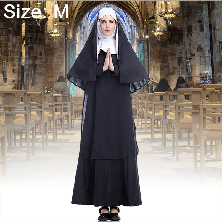 Halloween Costume Women Nun Missionary Cosplay Clothing, Size:S, Size:M, Size:L, Size:XL