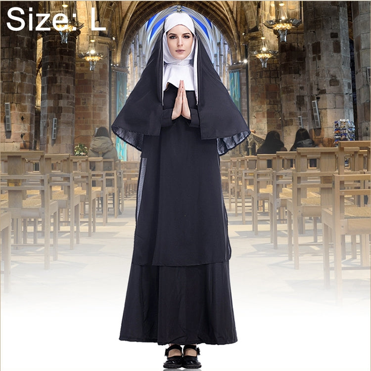 Halloween Costume Women Nun Missionary Cosplay Clothing, Size:S, Size:M, Size:L, Size:XL