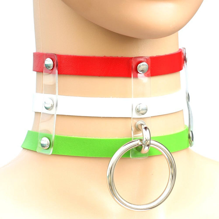 Harajuku Fashion Punk Gothic Rivets Collar Hand 3-rows Caged Leather Collar Necklace, (Dark Blue+Yellow+Green), (Magenta), (Dark Blue+Yellow+Dark Blue), Black, (Red+Green+Red), (Yellow), Coffee, (Purple), (Brown), 黑+红+黄, (Red+Dark Blue+Red), DHXQ, (Red...