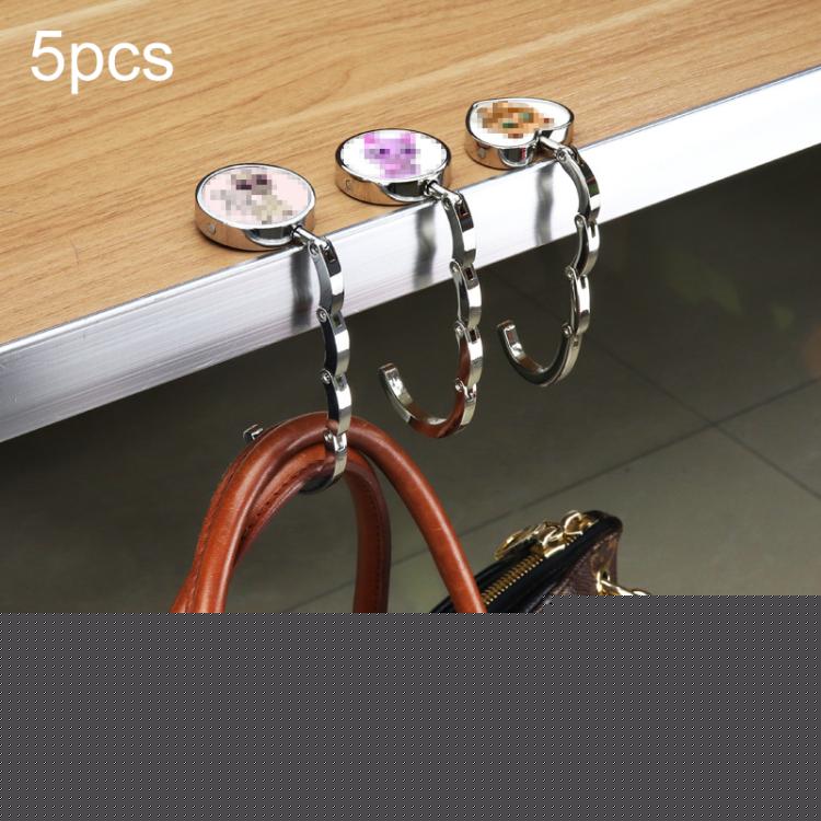 5 PCS Round Folding Hook Bag Hanger, Length:10.1cm, Random Color Delivery, Bag Hanger