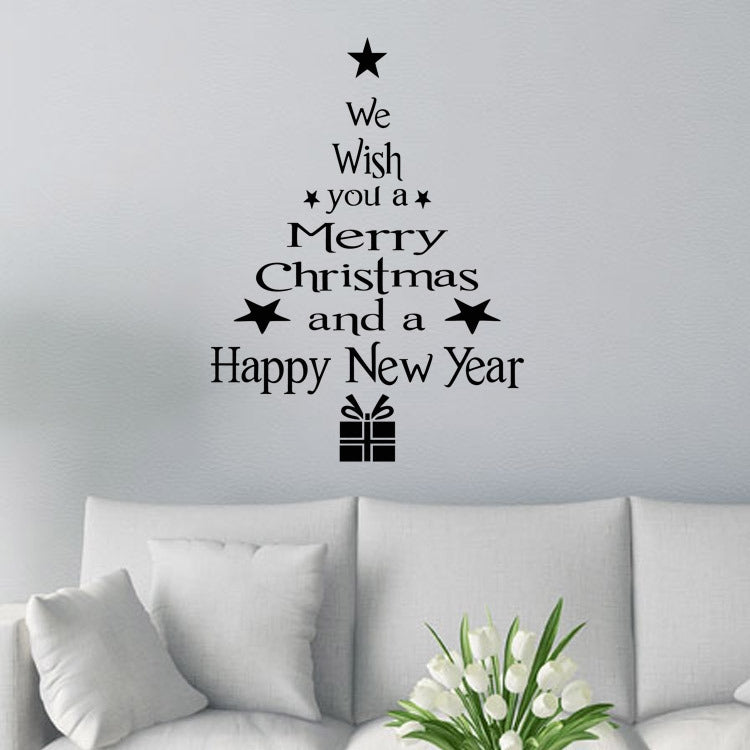 Blessing Christmas Tree Living Room Window Glass Door Removable Christmas Wall Sticker Decoration, Blessing Christmas Tree (White), Blessing Christmas Tree (Black), Blessing Christmas Tree (Red)