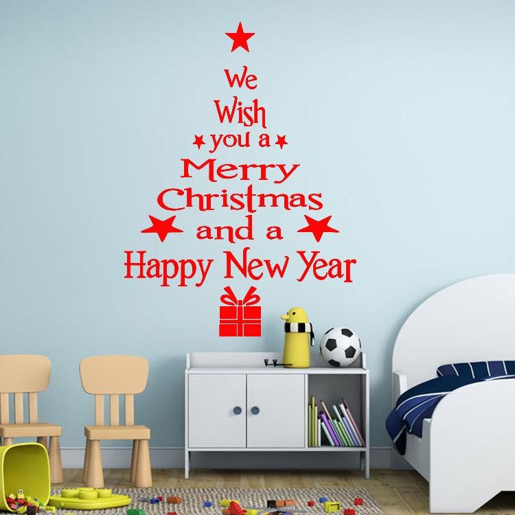 Blessing Christmas Tree Living Room Window Glass Door Removable Christmas Wall Sticker Decoration, Blessing Christmas Tree (White), Blessing Christmas Tree (Black), Blessing Christmas Tree (Red)