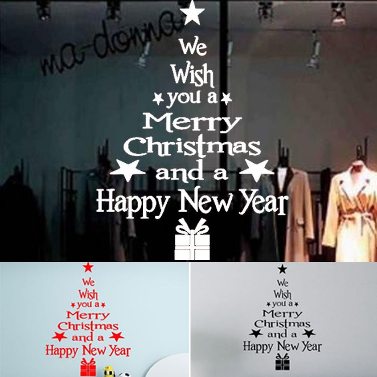 Blessing Christmas Tree Living Room Window Glass Door Removable Christmas Wall Sticker Decoration, Blessing Christmas Tree (White), Blessing Christmas Tree (Black), Blessing Christmas Tree (Red)