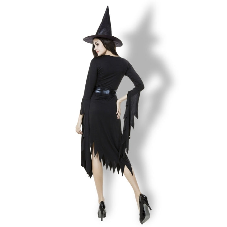 Black Irregular Long Skirt Exit Halloween Costume Cosplay Show Witchcraft Dress, M, Chest: 88cm, Waistline: 72cm, Skirt Length: 108cm, Long Skirt Exit Chest: 88cm
