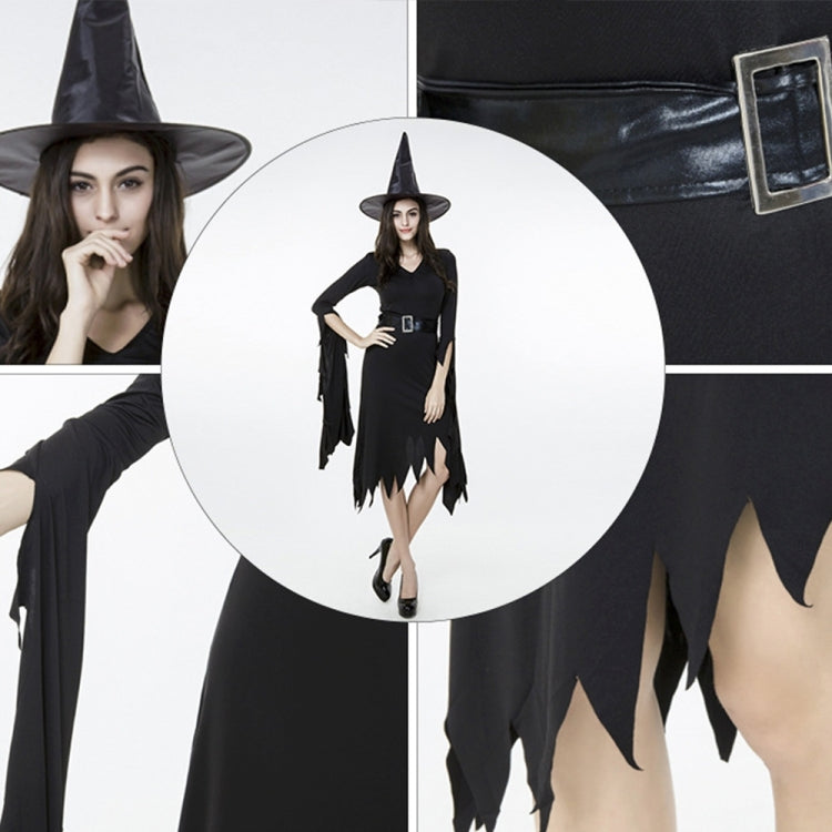 Black Irregular Long Skirt Exit Halloween Costume Cosplay Show Witchcraft Dress, M, Chest: 88cm, Waistline: 72cm, Skirt Length: 108cm, Long Skirt Exit Chest: 88cm