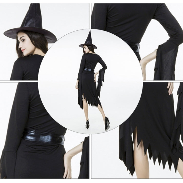 Black Irregular Long Skirt Exit Halloween Costume Cosplay Show Witchcraft Dress, M, Chest: 88cm, Waistline: 72cm, Skirt Length: 108cm, Long Skirt Exit Chest: 88cm