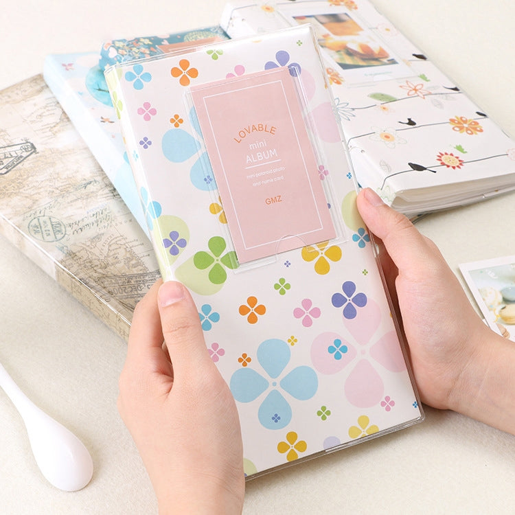 3 inch DIY Creativity Insert Type Mini Exquisite Photo Album, Little Swallow Pattern, Baymax Pattern, Four Leaf Clover Pattern, Many Trees Dry Pattern, Forest Deer Pattern, Iron Tower Pattern