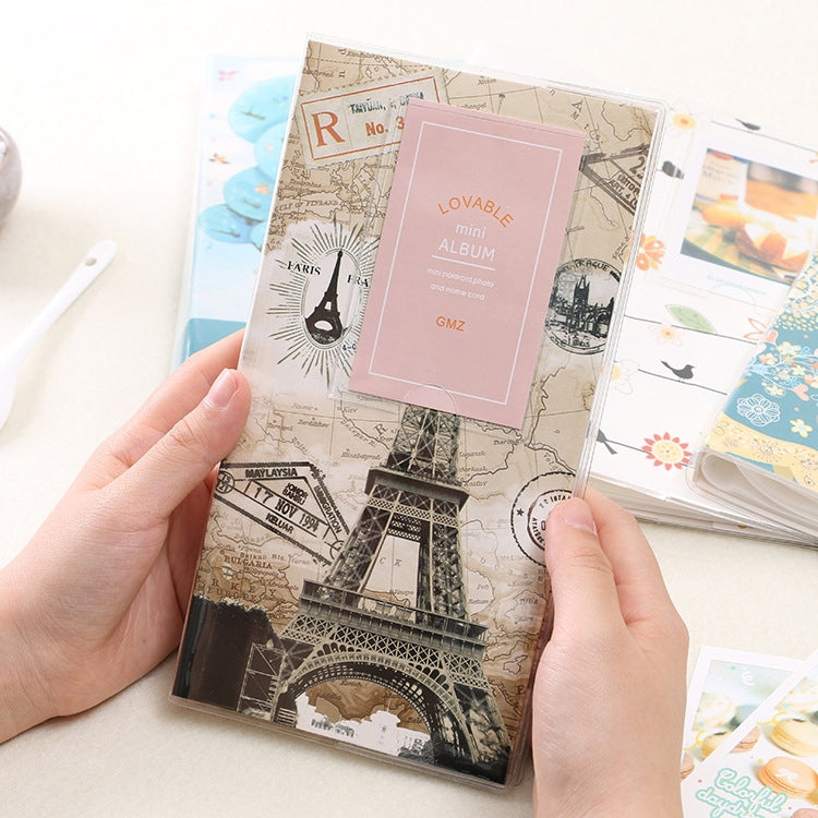 3 inch DIY Creativity Insert Type Mini Exquisite Photo Album, Little Swallow Pattern, Baymax Pattern, Four Leaf Clover Pattern, Many Trees Dry Pattern, Forest Deer Pattern, Iron Tower Pattern