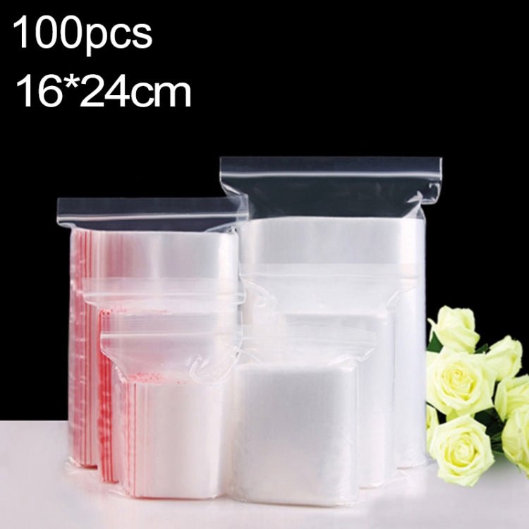 100pcs/pack PE Self Sealing Clear Zip Lock Packaging Bag, 16cm x 24cm, Custom Printing and Size are welcome, 16*24cm