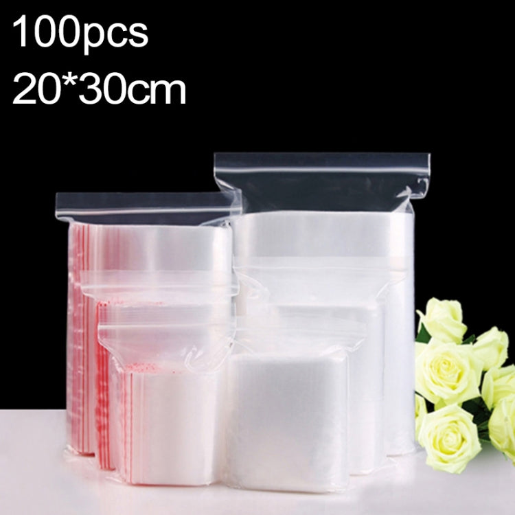 100pcs/pack PE Self Sealing Clear Zip Lock Packaging Bag, 20cm x 30cm, Custom Printing and Size are welcome, 20*30cm
